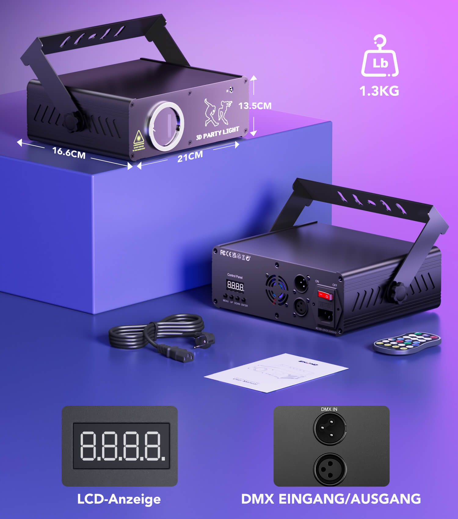 Ehaho L2400-002 3D DJ Discolicht Partylicht