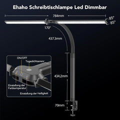 Ehaho Schreibtischlampe LED dimmbar | 80cm 2100 Lumen