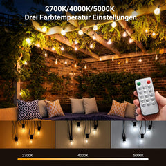 Ehaho Lichterkette Außen Dimmbar Farbtemperatur | 17M 20+3 LED G40 Glühbirnen