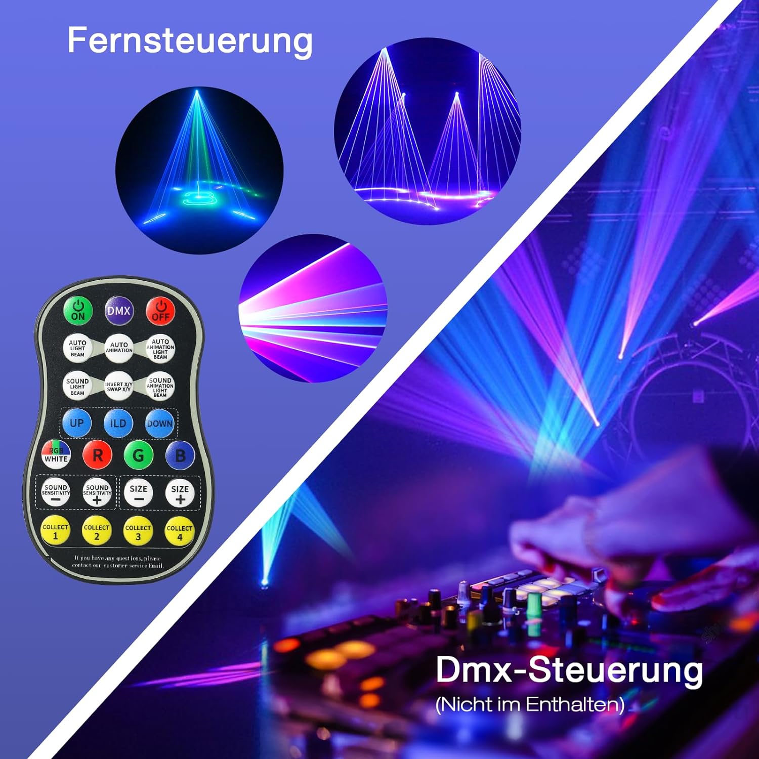 Ehaho L2400 3D Discolicht Partylicht | Animation Auswählen Größe ändern