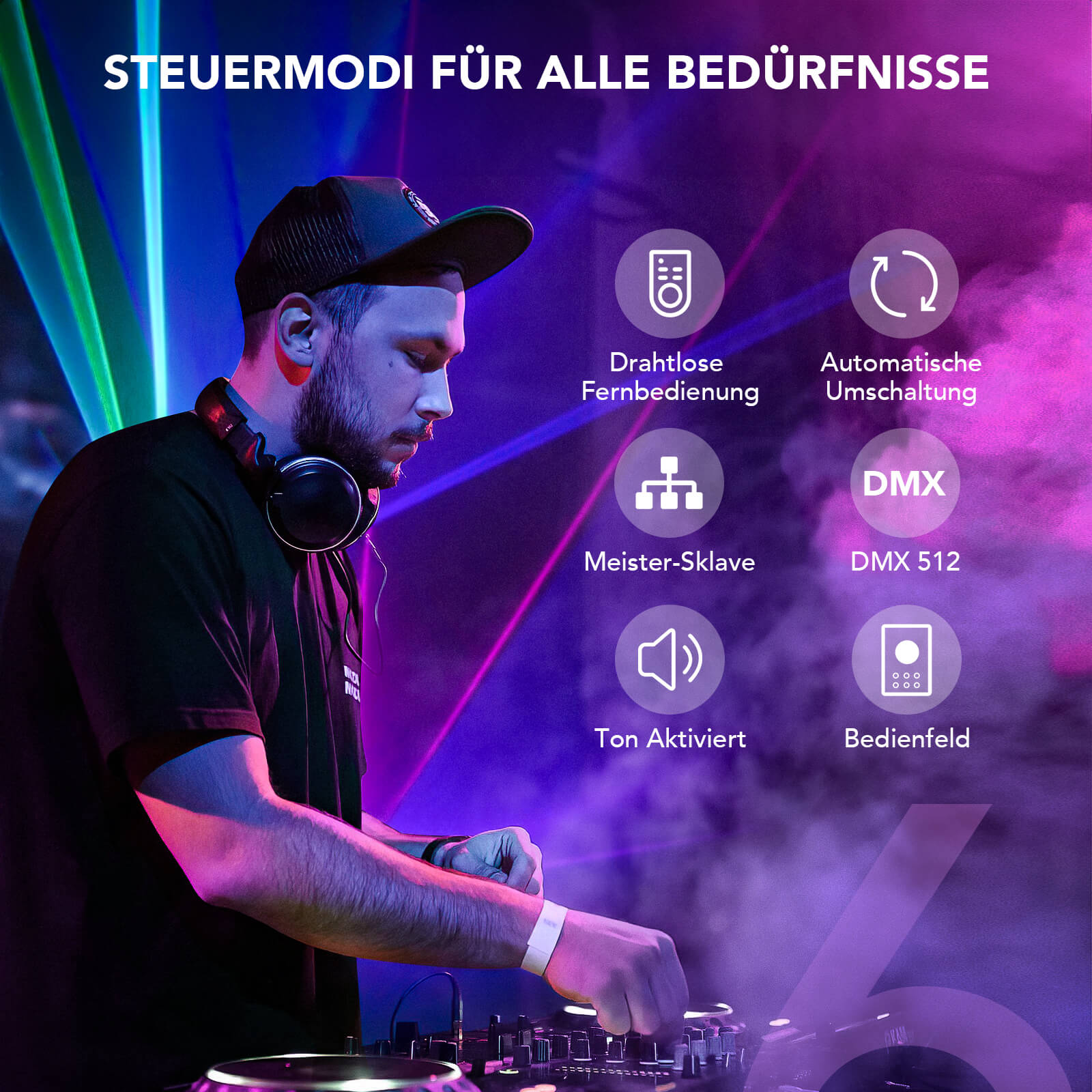 Ehaho L2500 Discolicht Partylicht mit Stativ