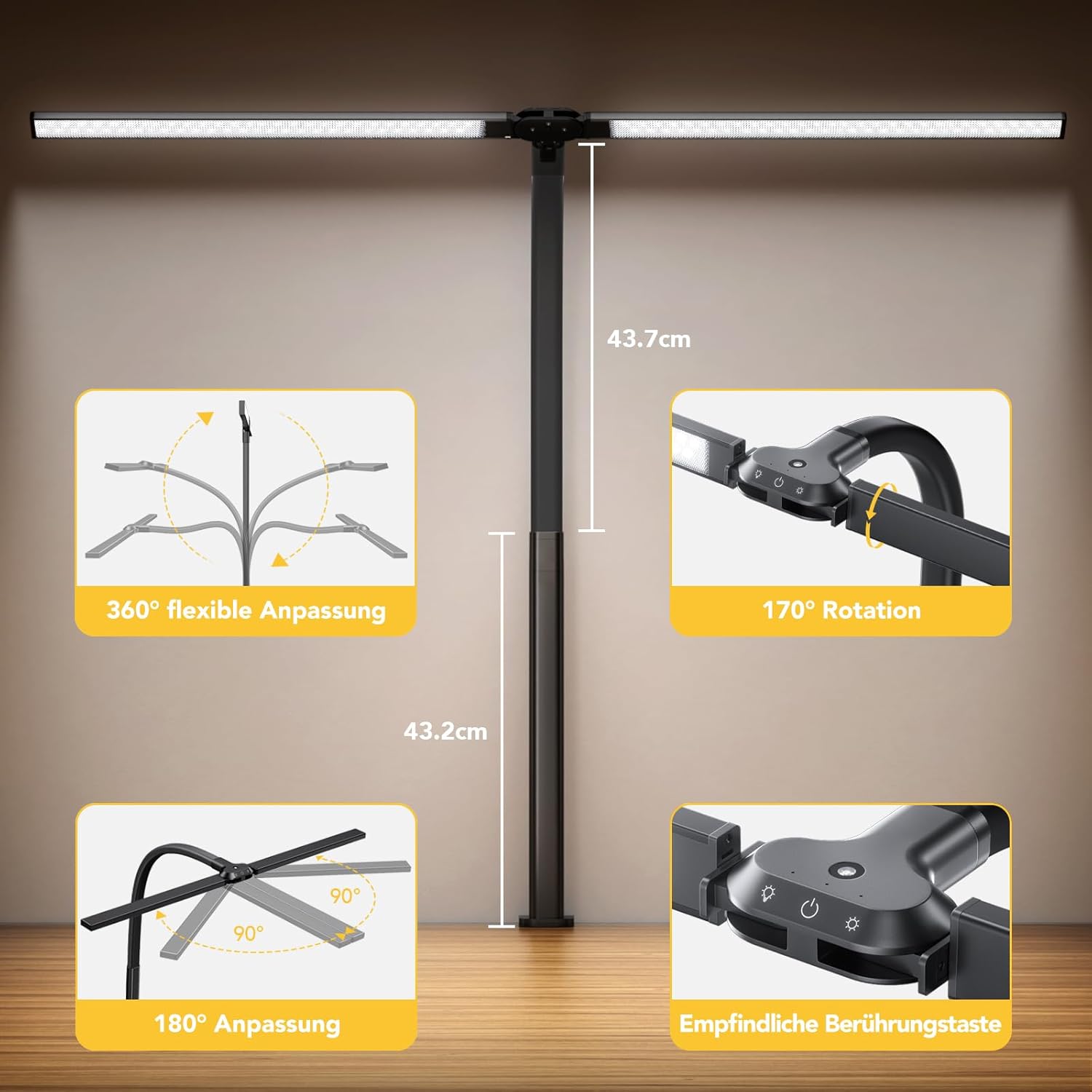 Ehaho Schreibtischlampe LED dimmbar | 80cm 2100 Lumen